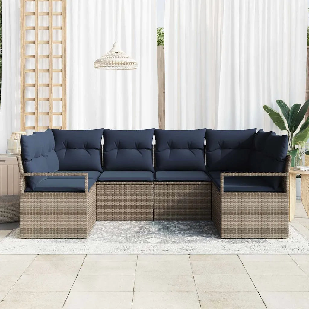 Set di divani con cuscino 6 pcs Grigio Rattan in Polipropilene
