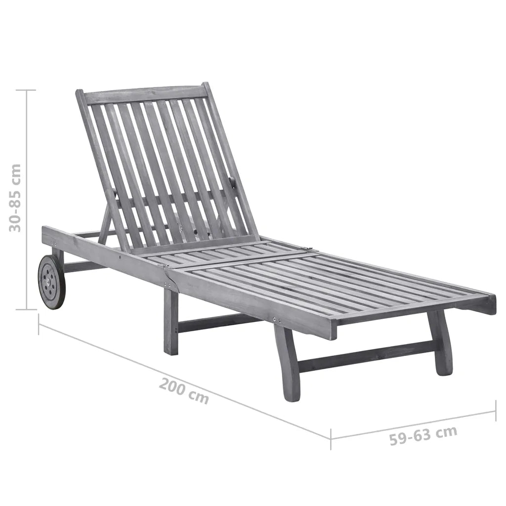 Sdraio da Giardino Grigia con Cuscino in Massello di Acacia cod mxl 72125