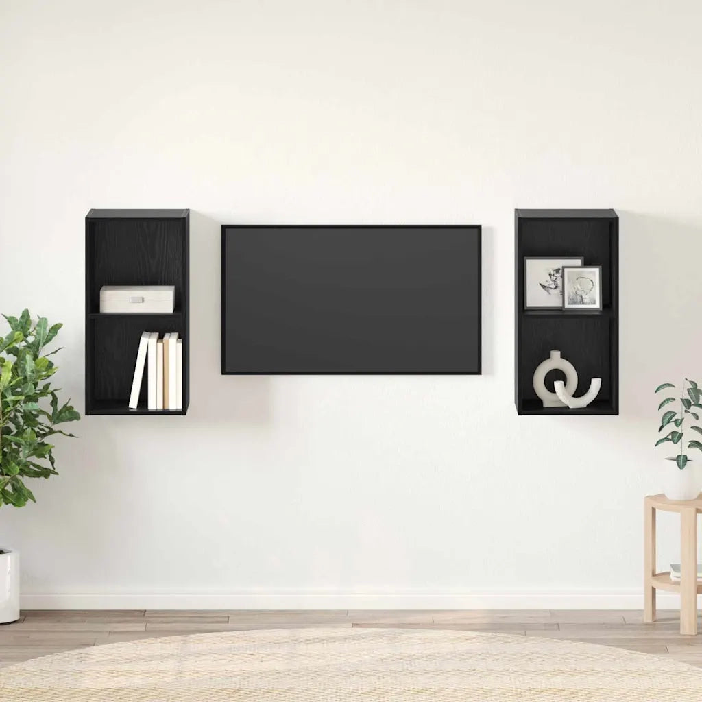 vidaXL Mobile TV da Parete 2 pcs Rovere Nero 37 x 37 x 72 cm
