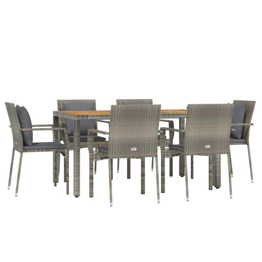 Set da pranzo da giardino in rattan grigio da 7 pezzi e cuscini 02_0014902