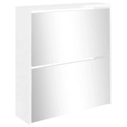 Scarpiera mobile contenitore per scarpe mobile ingresso/corridoio/soggiorno con specchio 2 ripiani finitura lucida 63 x 17 x 67 cm bianco 02_0021880