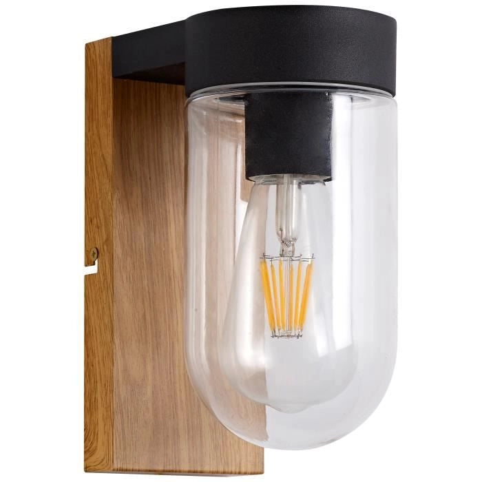 BRILLIANT Applique per esterno CABAR - E27 - 1x40W - Legno scuro e colori nero