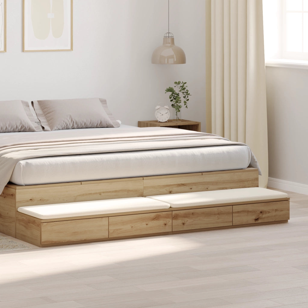 Cassetti per letto  Rovere artigianale 180x36,5x16,5 cm in legno ingegnerizzato