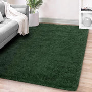 Tappeto soffice a alta densità 180x270 cm verde scuro | Tappeto extra soffice a pelo lungo con antiscivolo per soggiorno/camera da letto | Tappeto accogliente per bambini e animali domestici