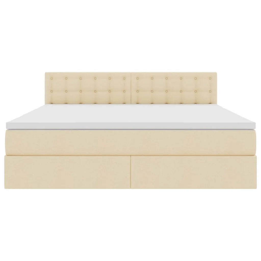 Letto con contenitore LED e materasso Crema 160 x 200 cm