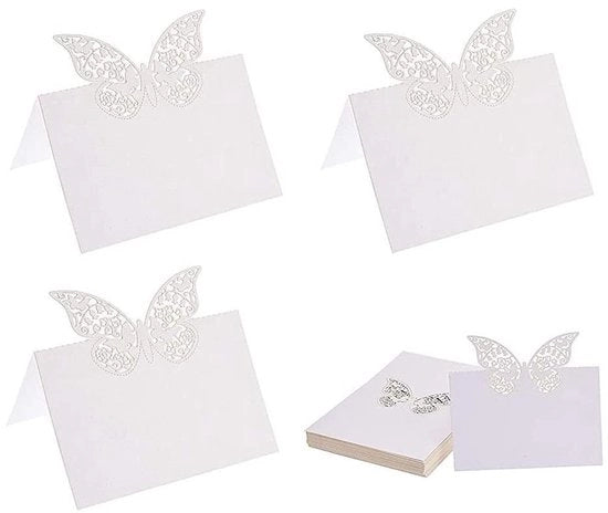 Carte da visita laser tagliate 20 pezzi - Tavolo - Nome - Indicazioni - Matrimonio/Festa di compleanno - Carta con finitura luccicante