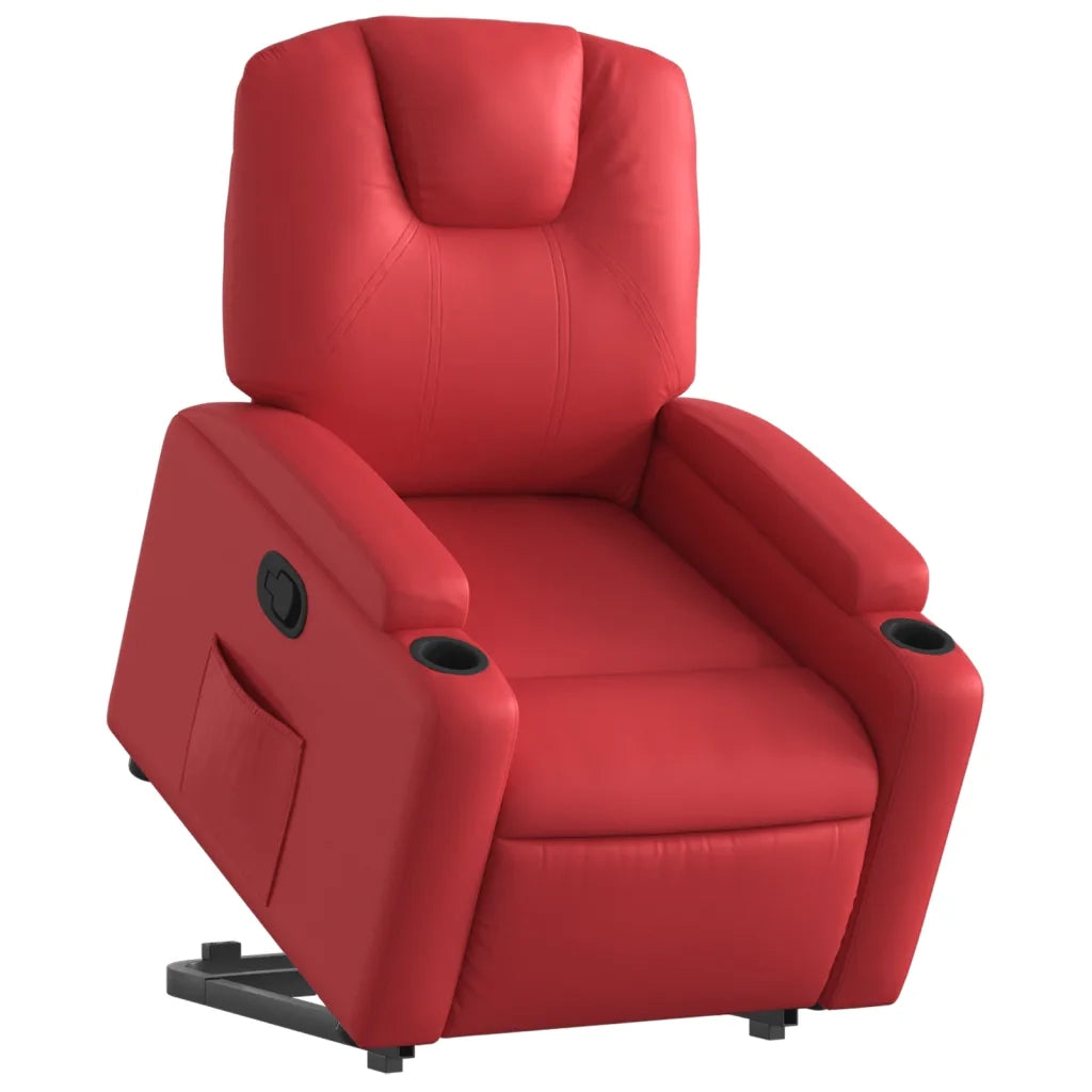 Poltrona Alzapersona Reclinabile Rosso in Similpelle