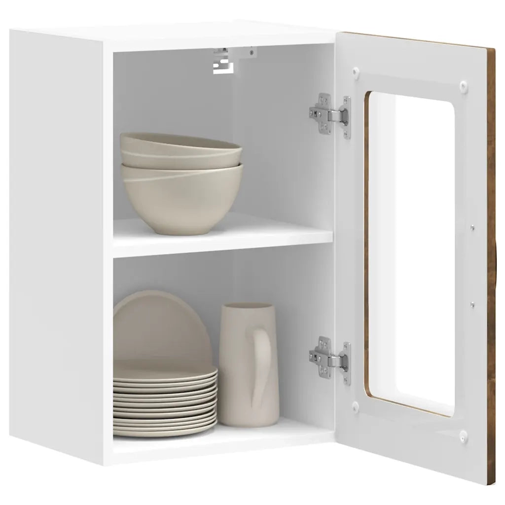 Pensile da Cucina | Mobile da Cucina con Porta in Vetro Kalmar Rovere Fumo