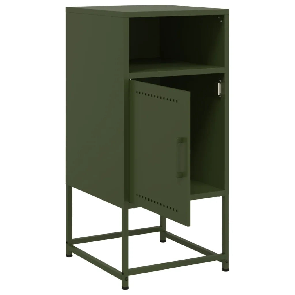 Comodini 2 pz-Set di 2 Tavolino da notte Verde Oliva 36x39x78 cm in Acciaio 320173