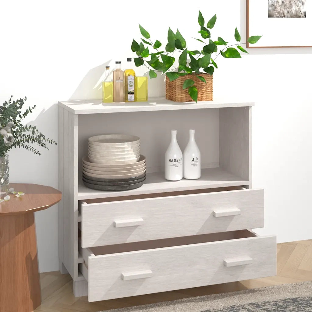 Credenza Bianca 85x35x80 cm in Legno Massello di Pino cod mxl 25748