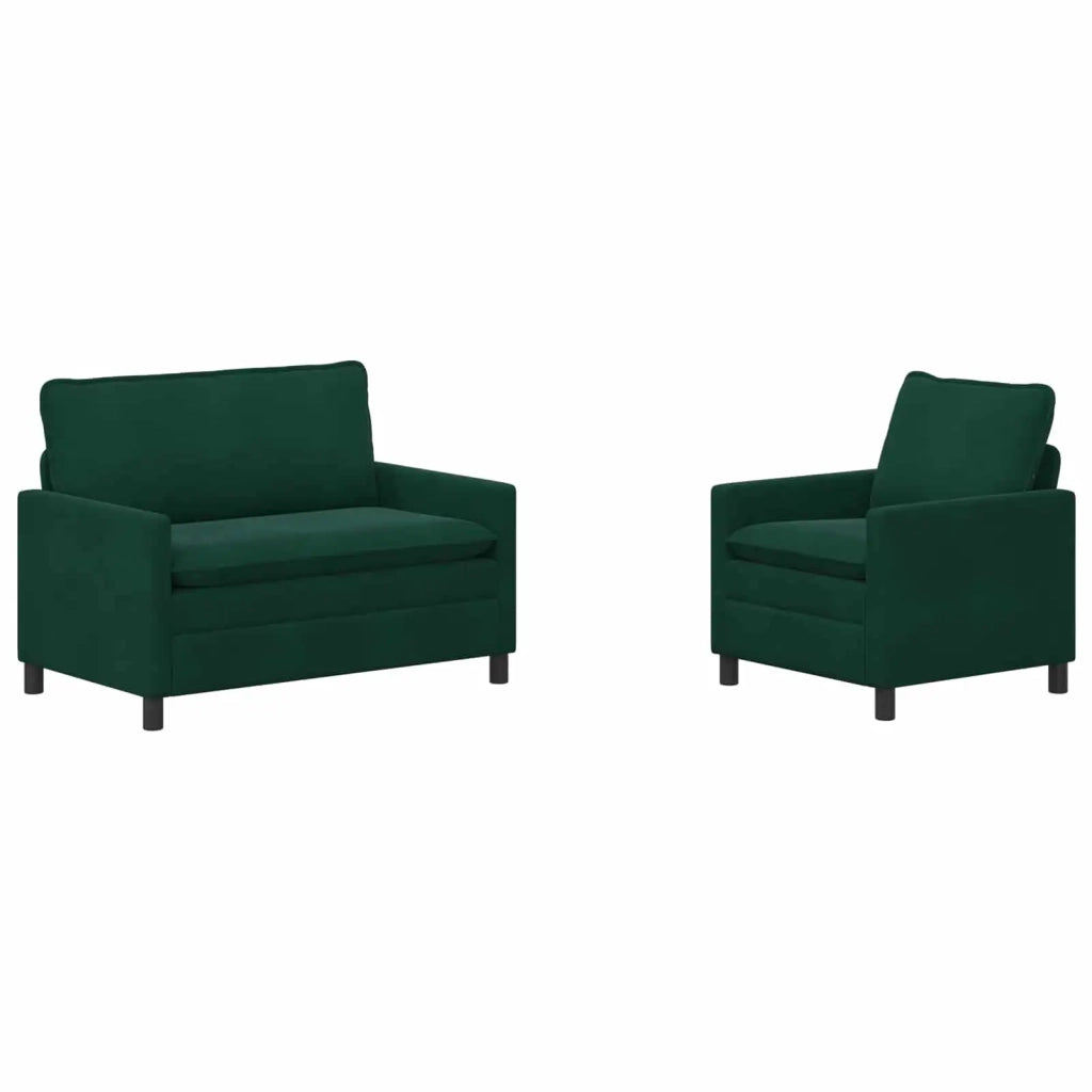 Set di divani 2 pcs Verde scuro Velluto