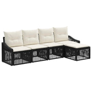 Set Divano da Giardino 5 pcs Nero polyrattan 3435991