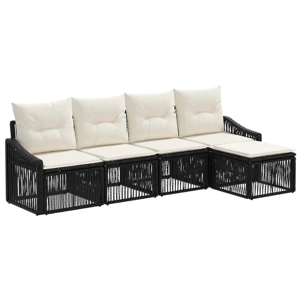 Set Divano da Giardino 5 pcs Nero polyrattan 3435991