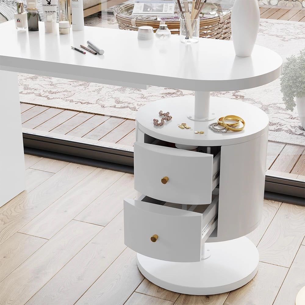 Vicco Tavolo da toeletta Lara, Bianco, 120 cm con 2 cassetti, Ampia superficie del tavolo per trucco, gioielli e accessori per lo styling