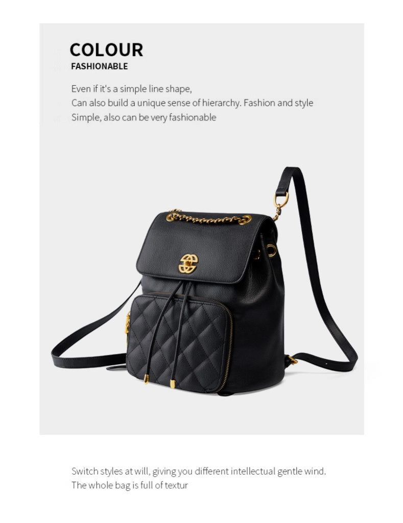 Zaino da viaggio in vera pelle, colore nero.