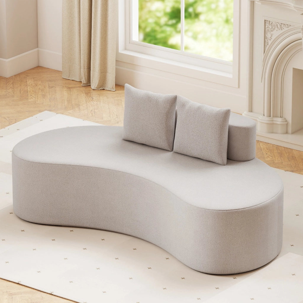 Divano curva divano imbottito curvo con 2 cuscini accoglienti schienale basso,Divano a pavimento moderno per soggiorno Grigio-Divani da terra