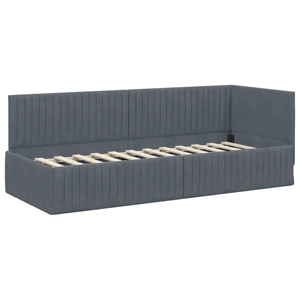 Cornice del letto ad angolo Grigio scuro 80 cm x 200 cm Velluto 42016247