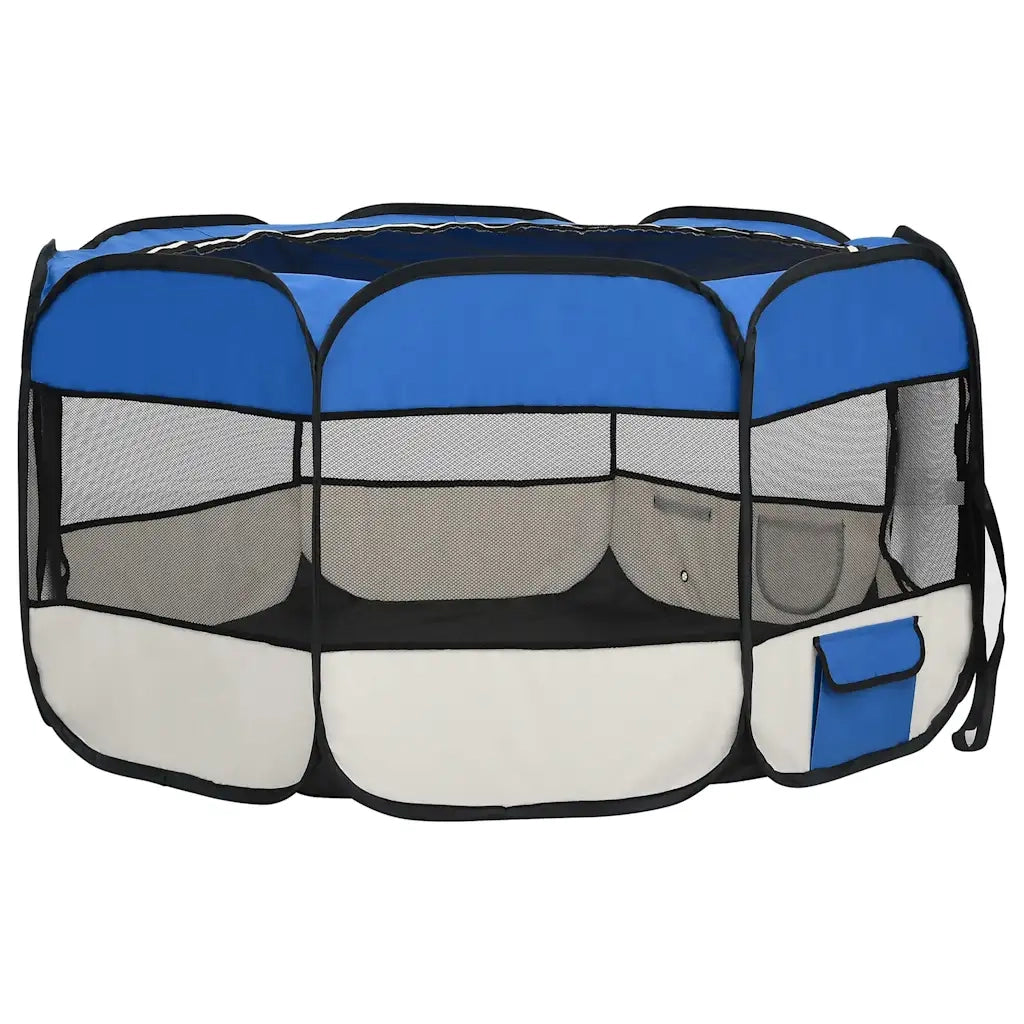 Box per Cani Pieghevole con Borsa Trasporto Blu 125x125x61 cm 171015