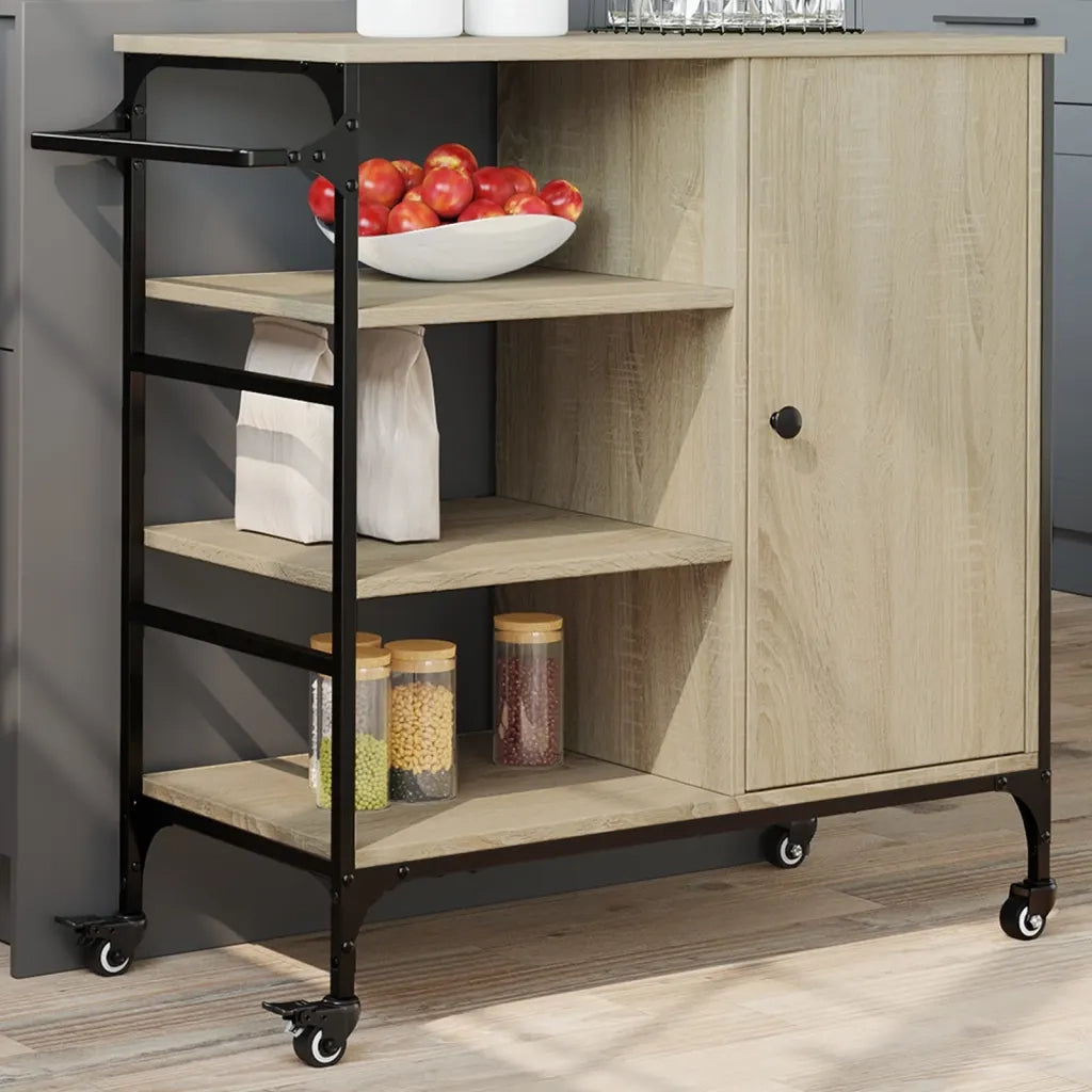 Carrello da Cucina-Scaffale per Cucina Rovere Sonoma 87,5x38,5x84,5 cm Multistrato