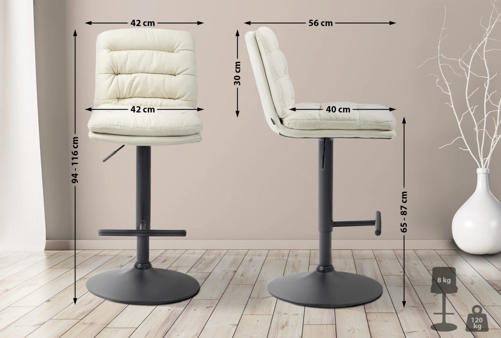 2er Set Barhocker Damar Stoff schwarz