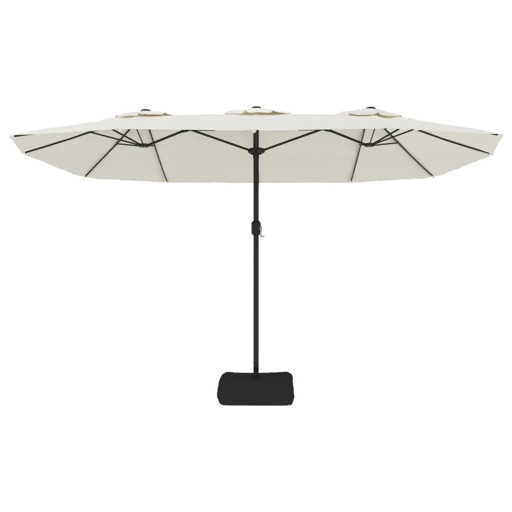 Ombrellone a Doppia Testa con LED Bianco Sabbia 449x245 cm