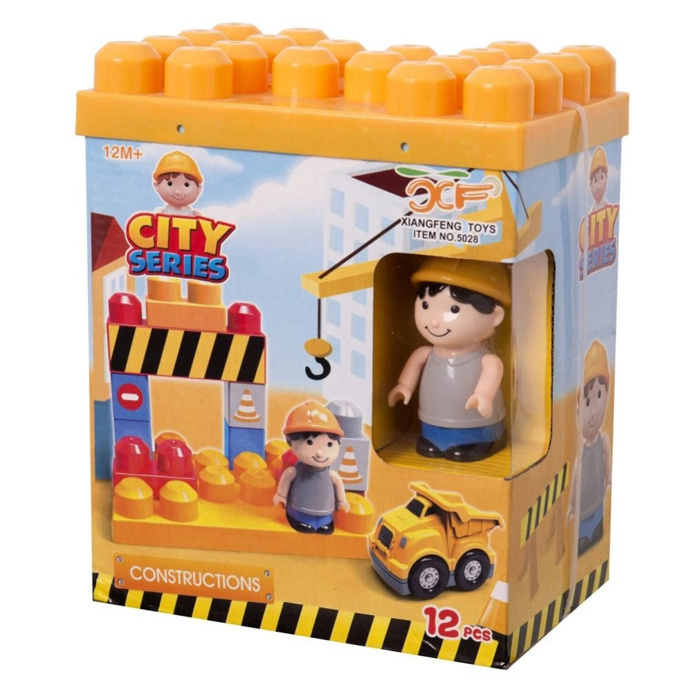 Trade Shop - Costruzioni Giocattolo Per Bambini Cantiere 12pz Con Personaggio E Accessori -