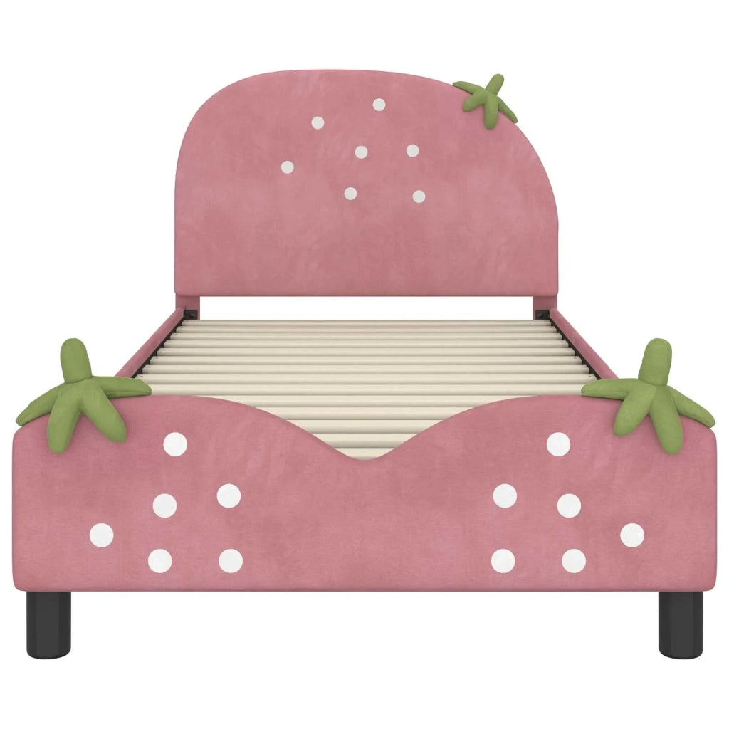 Struttura letto bambini con testata-Giroletto per bambini Rosa 90 x 200 cm Velluto 847632