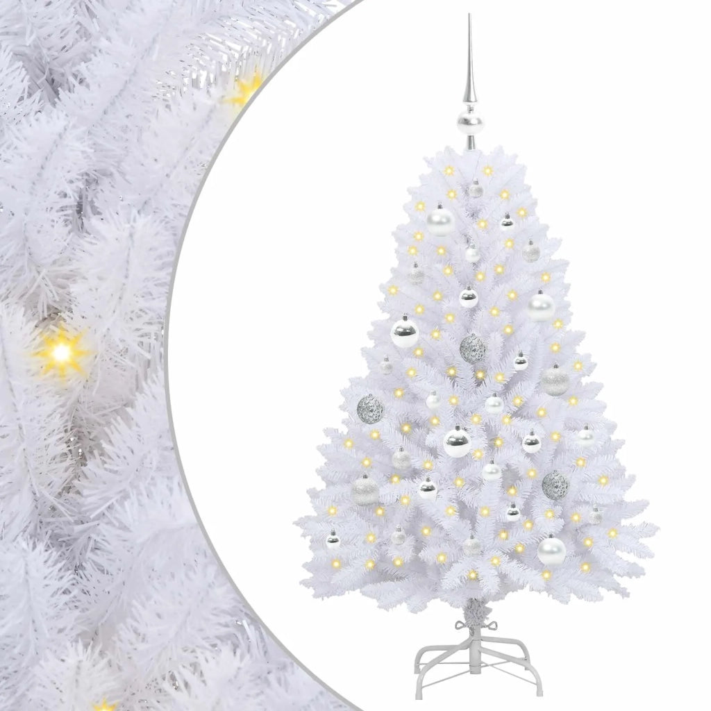 Albero di Natale | Decorazioni natalizie Artificiale con Rami Pieghevoli Bianco 120 cm