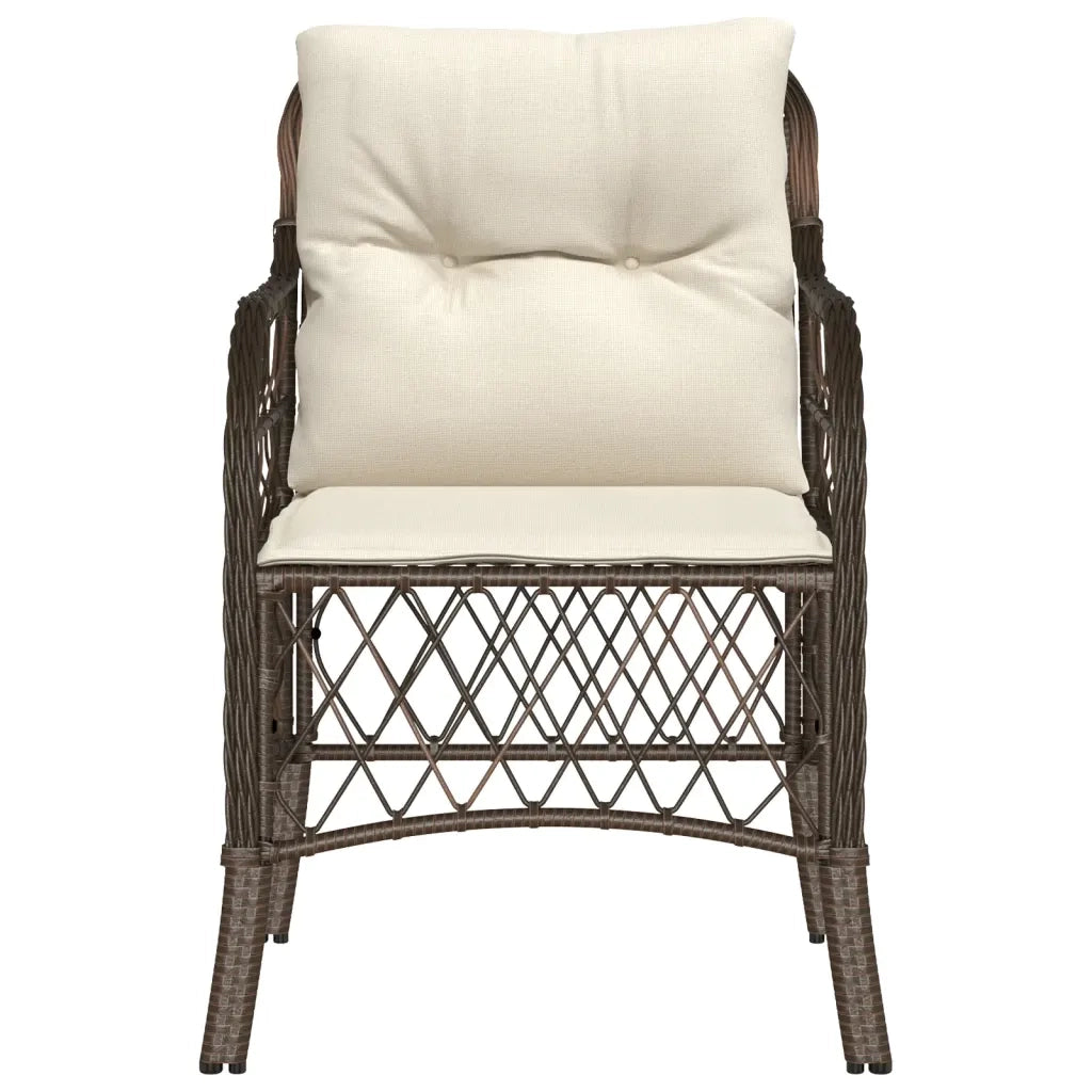 Sedie da Giardino con Cuscini 2 pz Marroni in Polyrattan 365154