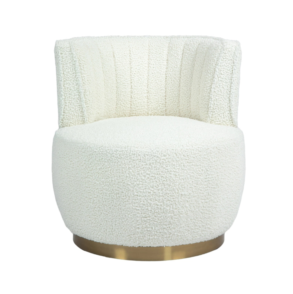 Sedia girevole a 360° in tessuto Teddy; imbottita; bianca