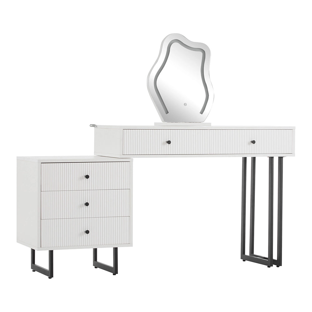 Coiffeuse con specchio e illuminazione LED - Xylo - L100/H76/P40 cm - Plateau coulissant, LED 3 colori