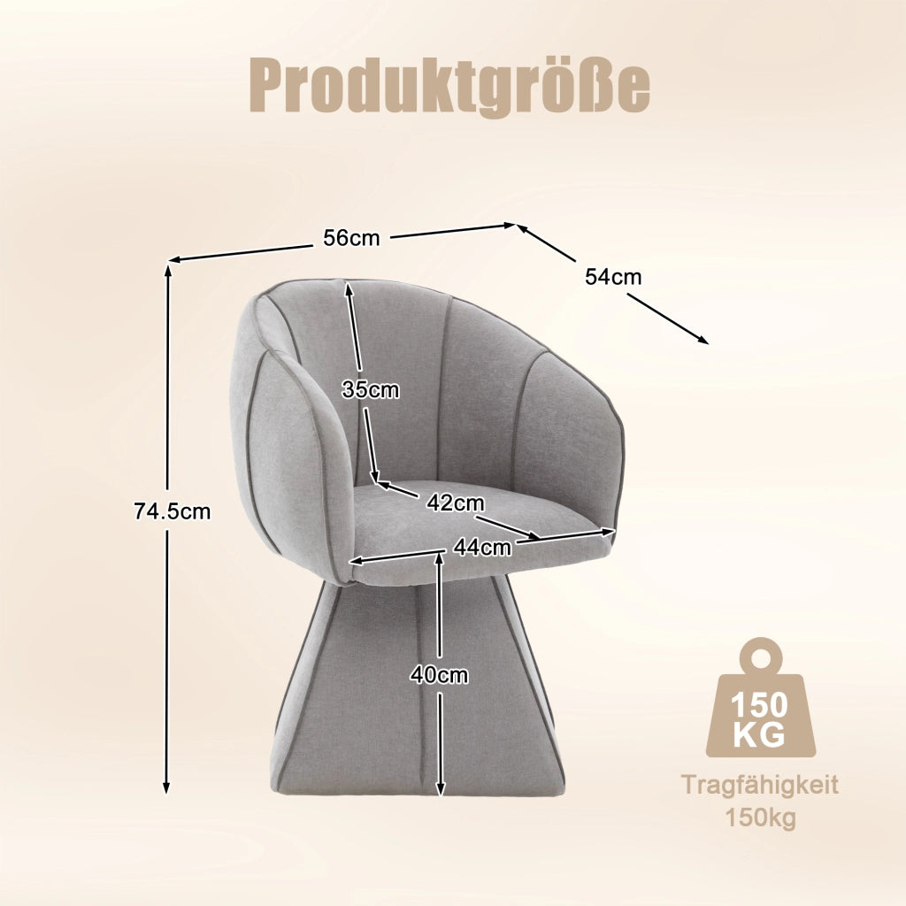 Poltrona girevole in tessuto Chenille grigio, design ergonomico con schienale alto, 1 collo