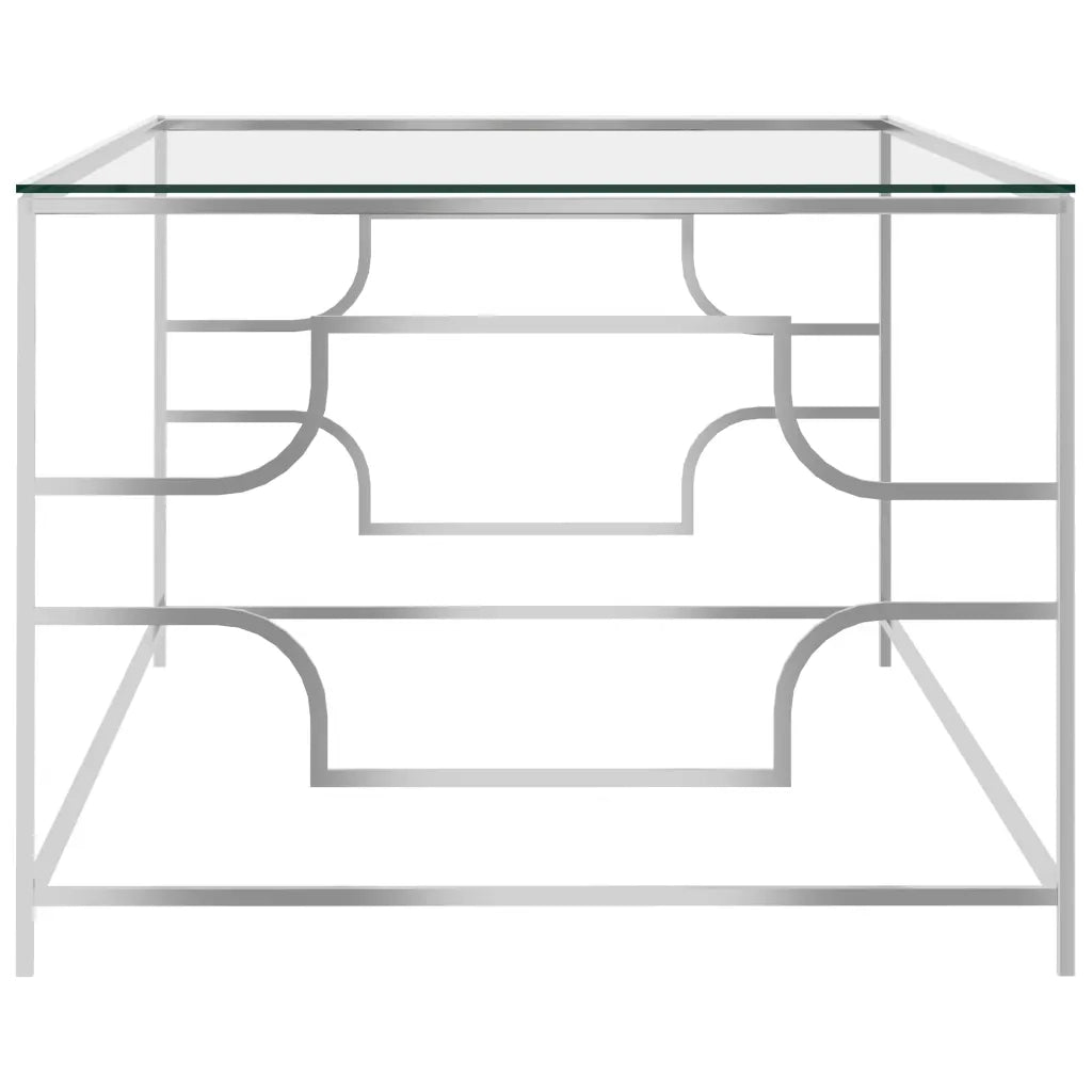 Tavolino da CaffÃ¨ Argento 120x60x45 cm in Acciaio Inox e Vetro cod mxl 17949