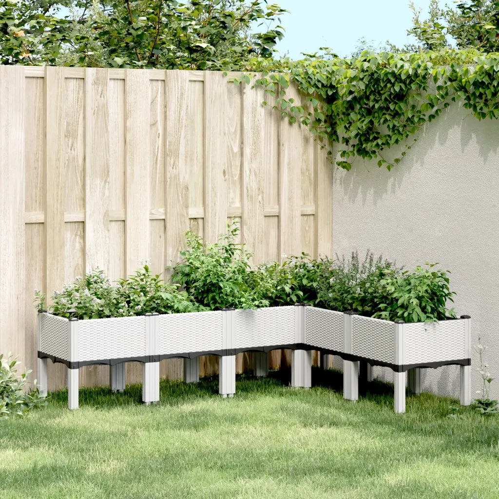 Fioriera da Giardino con Gambe Bianca 160x120x42 cm in PP 367909