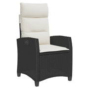 Sedia Reclinabile da Giardino | Sedie da Esterno con Tavolino Nera Polyrattan
