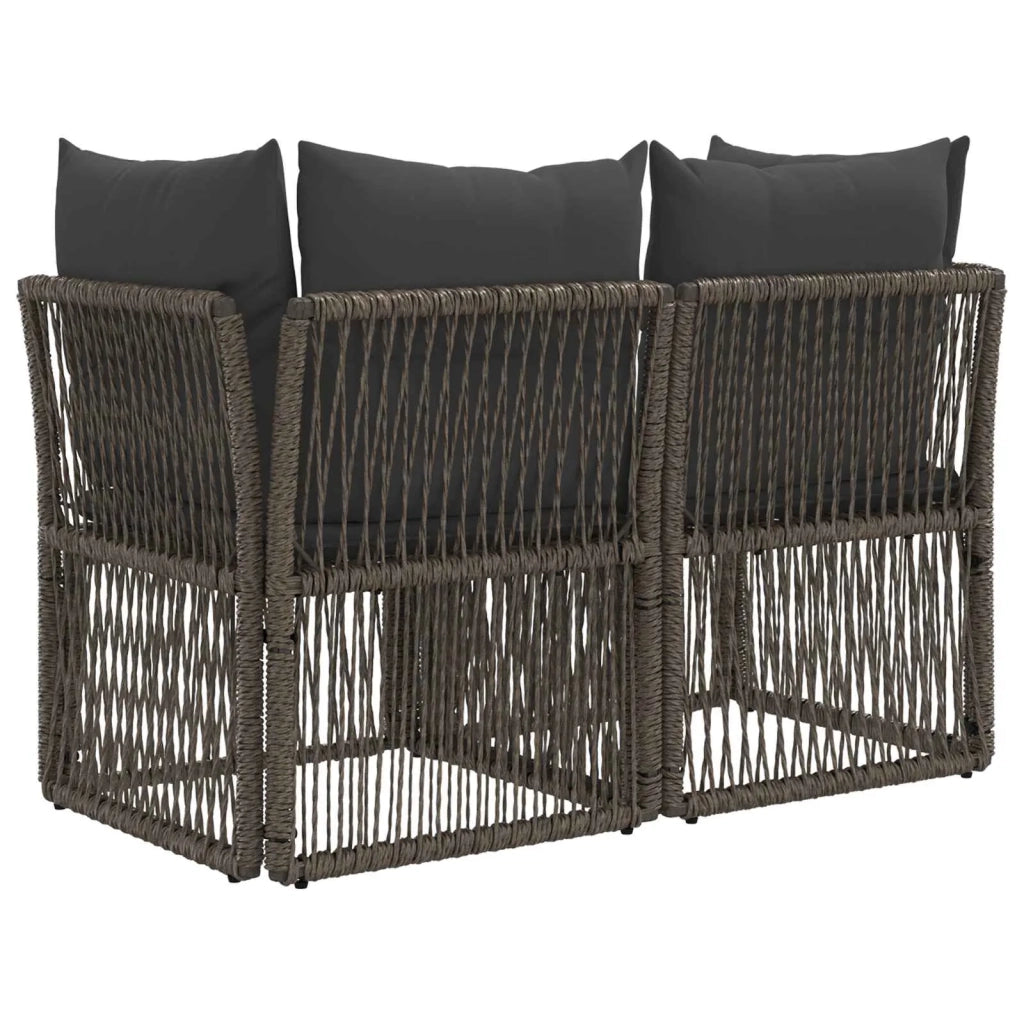 Divano da giardino 2-Numero di posti Grigio polyrattan 42026696