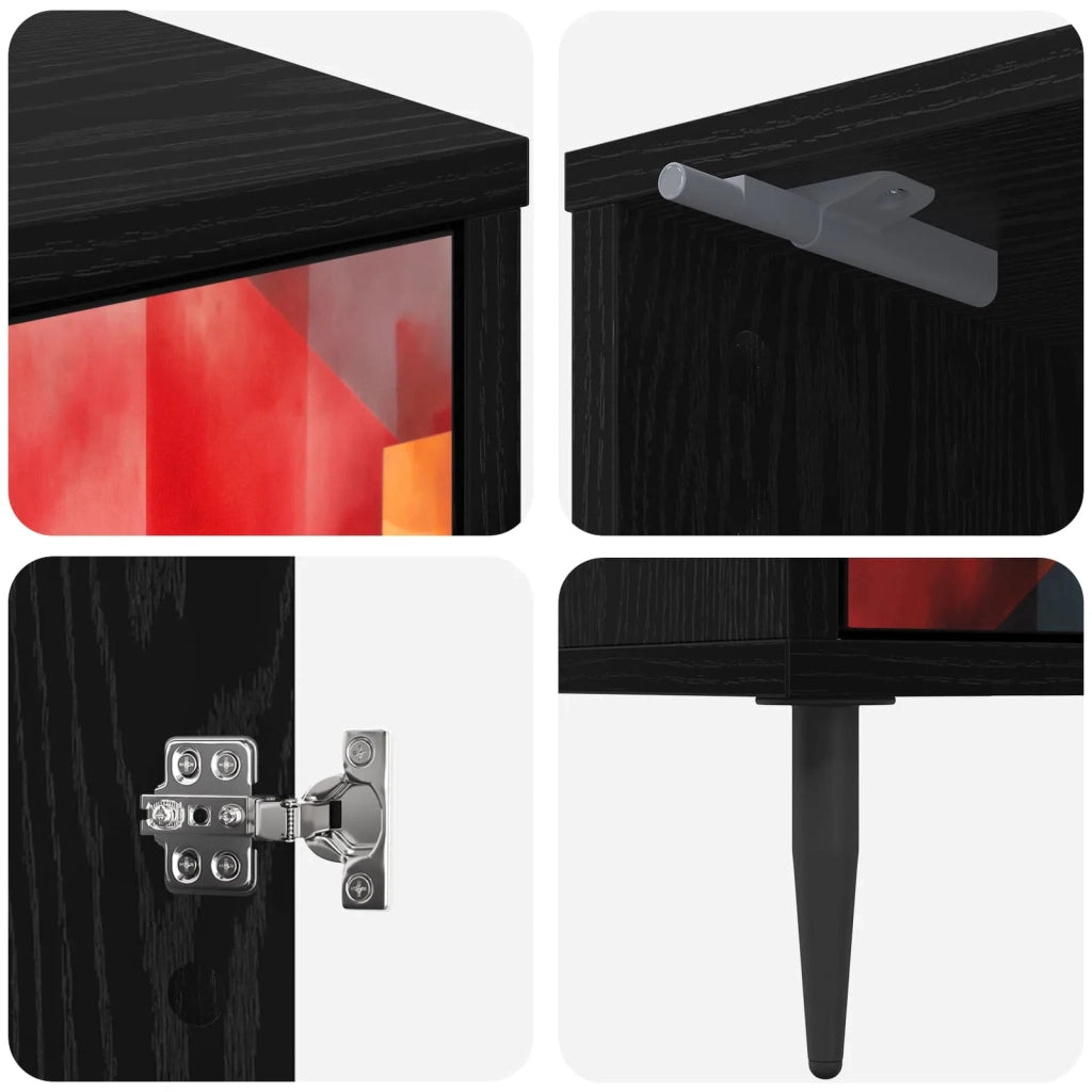 Armadio da Notte HEESCH 2 pz Rovere Nero 36 x 33 x 51 cm 8007248