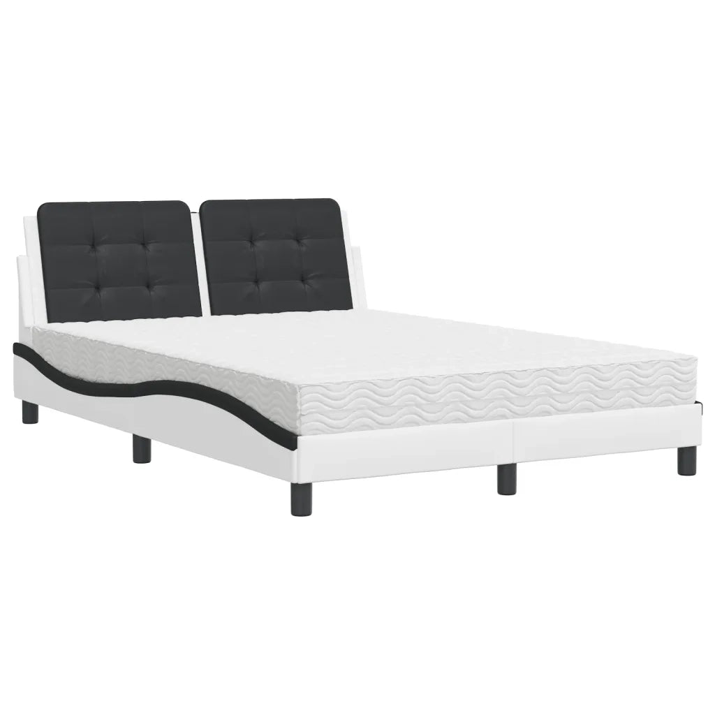 Letto con Materasso Zadar Bianco e Nero 140x200 cm in Similpelle 3208872
