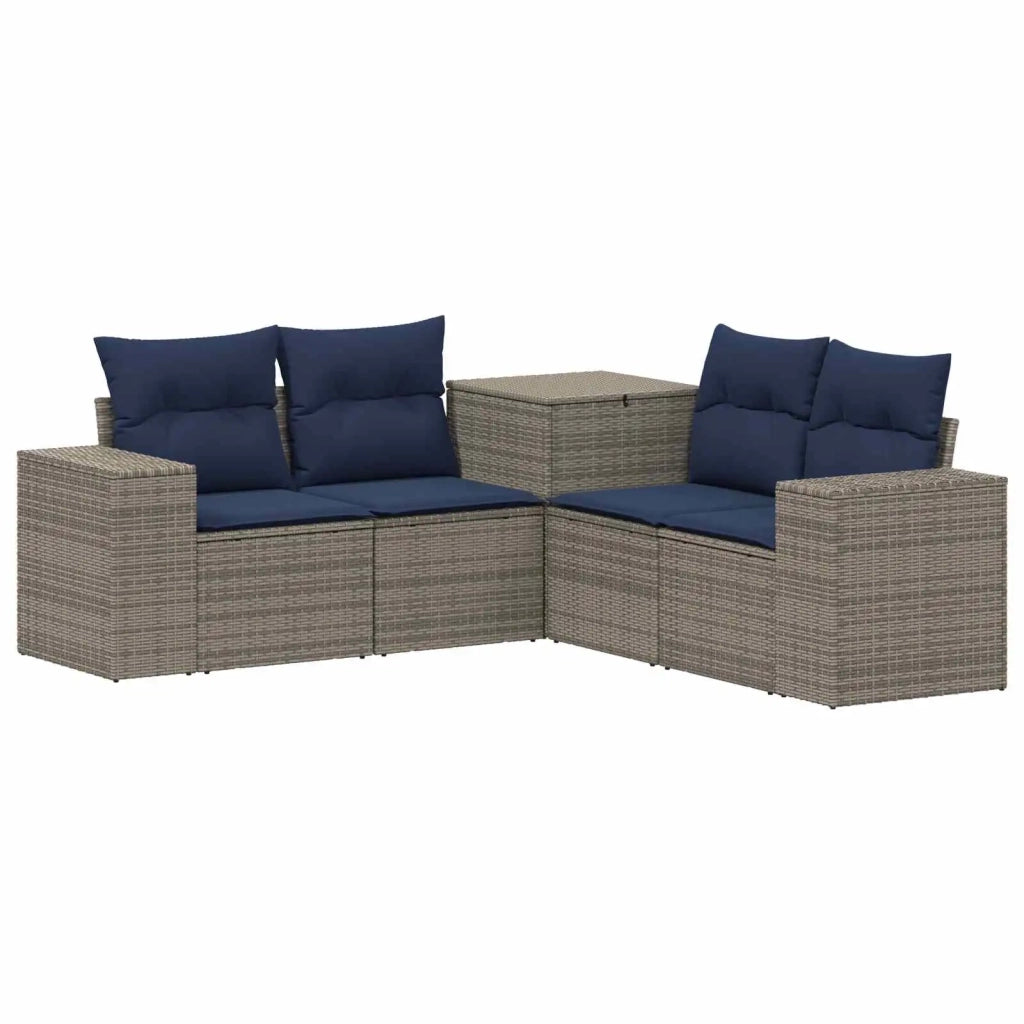Set di divani 5 pz Grigio e Blu Navy 200 x 200 x 85 cm 3447921