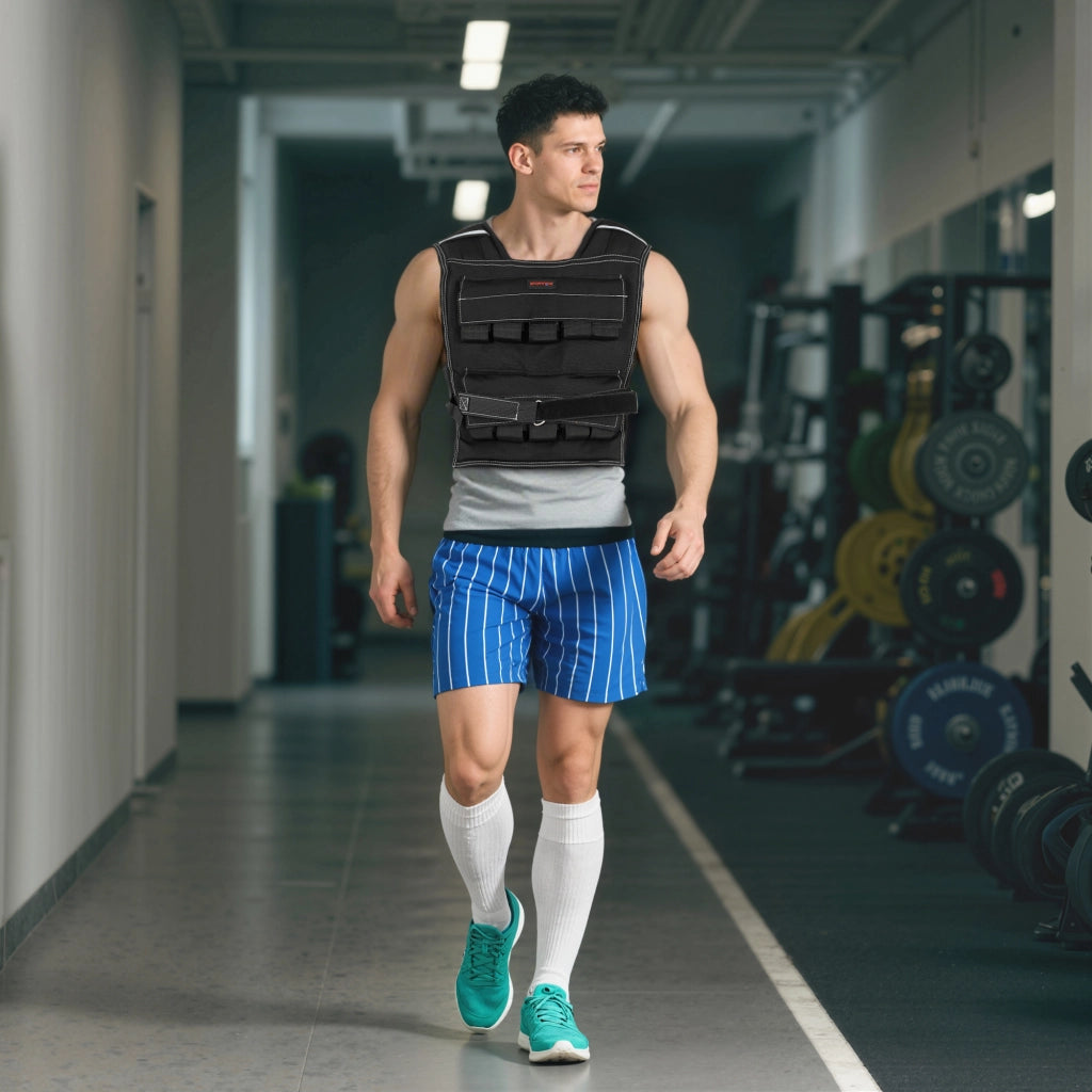 Gilet Zavorrato da 20kg Regolabile 50x40 cm con Strisce Catarifrangenti Nero