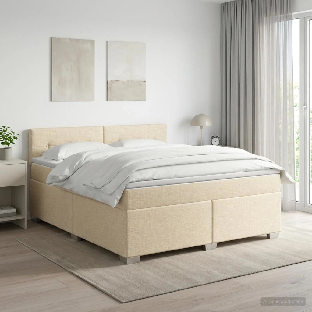 Letto box spring con materasso Crema 140 x 200 cm Tessuto 3450500