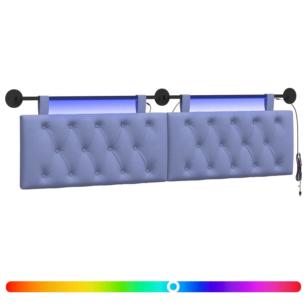 Testiera | Testata sospesa Con luce LED Blu jeans Tessuto