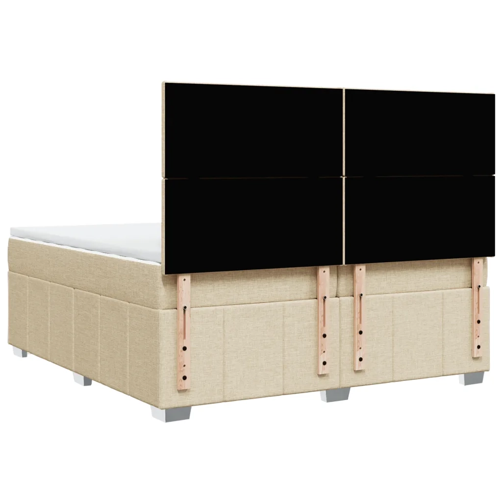 Giroletto a Molle con Materasso Crema 200x200 cm in Tessuto 3294073