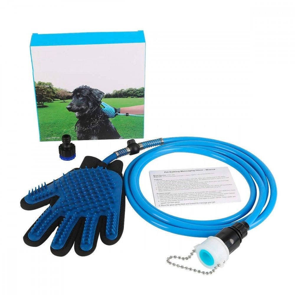 Trade Shop - Guanto Massaggiante Doccia Cl-018 Per Animali Tubo Integrato Aggancio Universale -