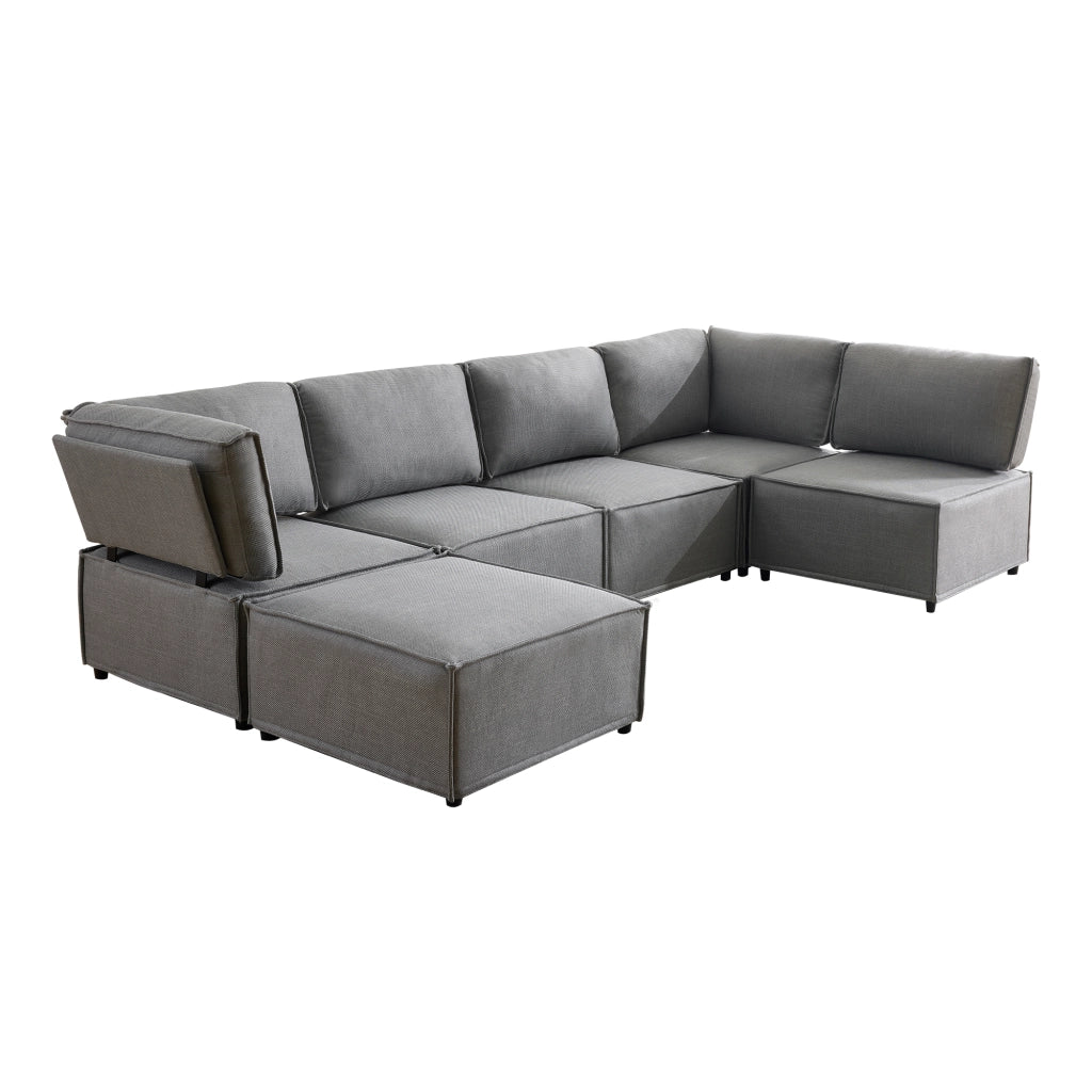 Divano modulare angolare - componibile con funzione letto - in tessuto grigio chiaro