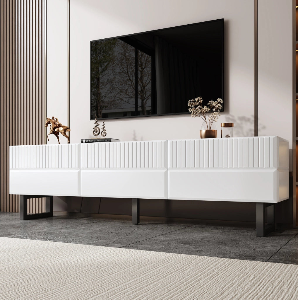 Mobile TV minimalista nero e bianco con cassetti, 170 x 35 x 47 cm