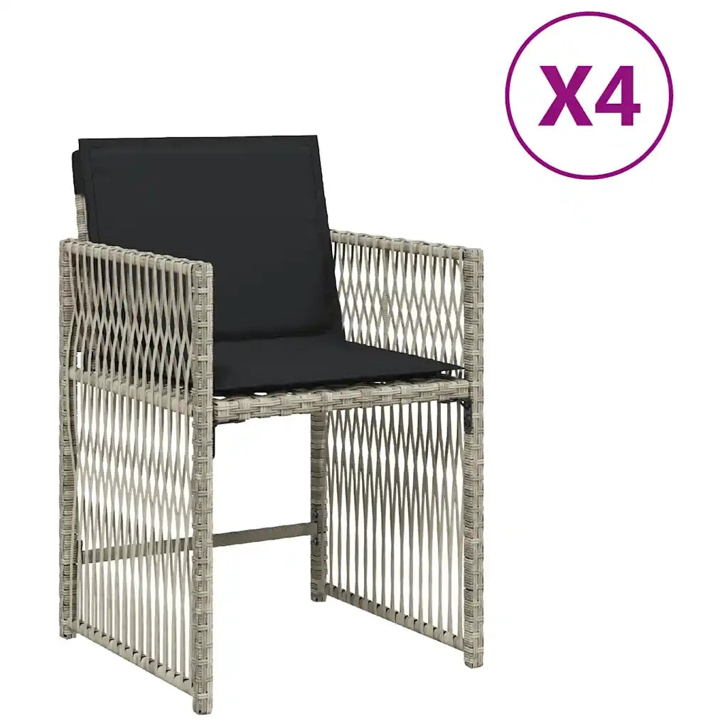 Sedie da Giardino con Cuscini 4 pz | Sedie da Esterno Grigio Chiaro in Polyrattan