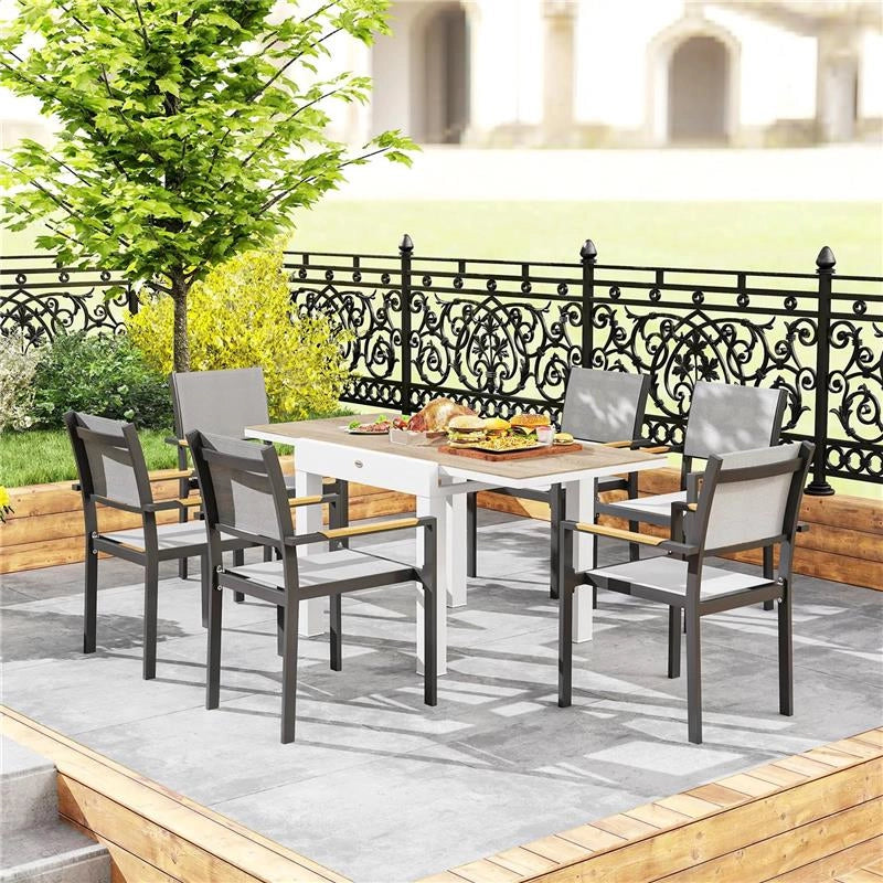 TAVOLO DA PRANZO DA GIARDINO ALLUNGABILE 80-160 CM PER 4-6 POSTI BIANCO