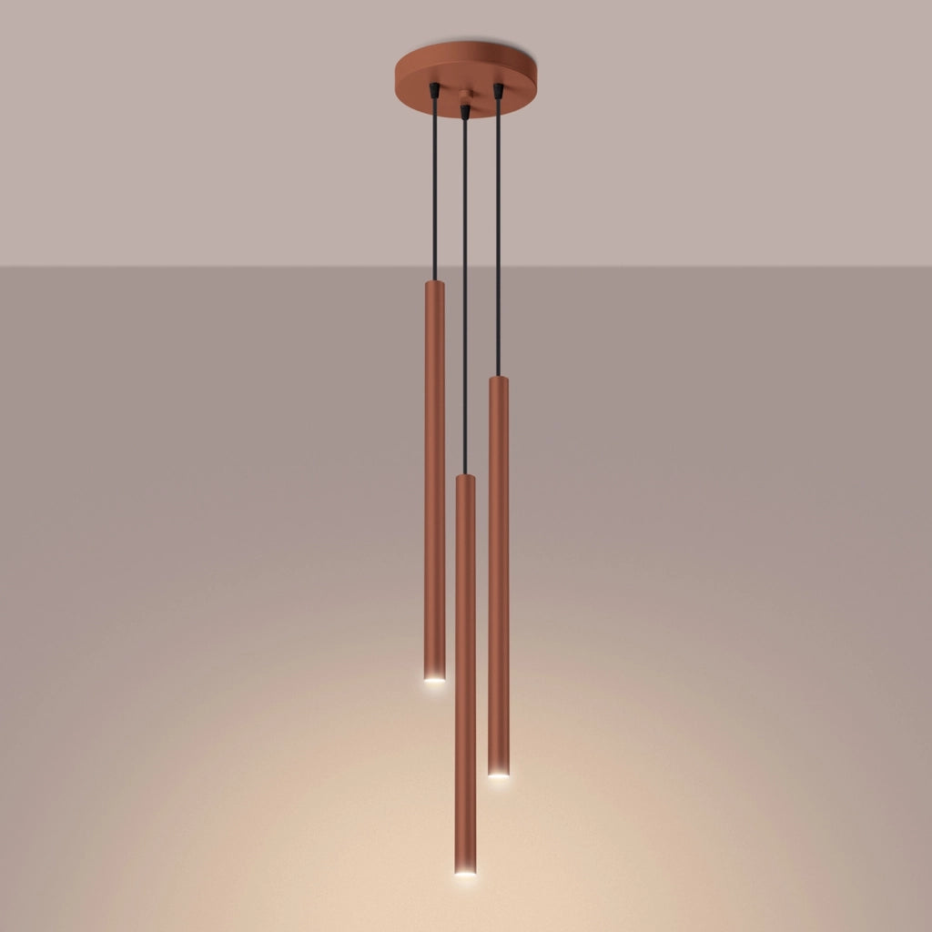 Lampada sospesa moderna ocra rossa Ø20 3xG9 Velino