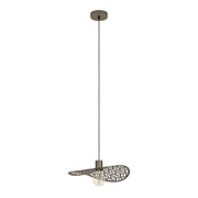Sospensione Rustica Country Swaby Acciaio Bronzo 1 Luce E27 Ip20 D40Cm